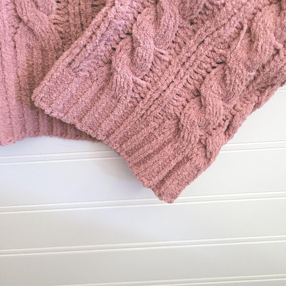 Philosophy Sweater Womens Large Pink Chenille Cable Knit Pullover NEW - Picture 3 of 11